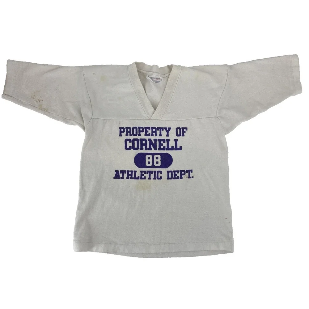 Vintage Cornell College Kids Football Style Jersey Sweatshirt S 80s USA AS IS*